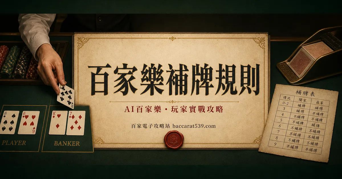 百家樂補牌規則：莊閒補牌表，實例走給你看